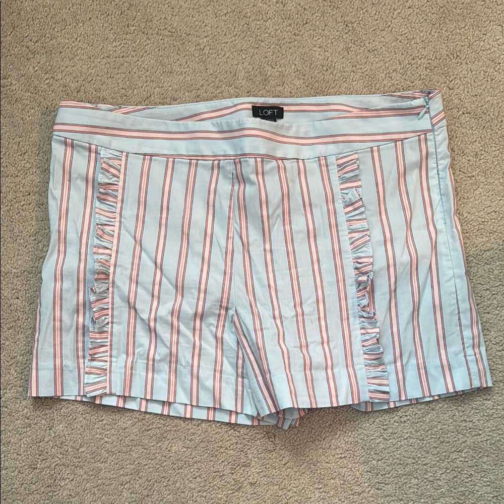 LOFT Women's Striped Shorts - blue, Pink and White size 12